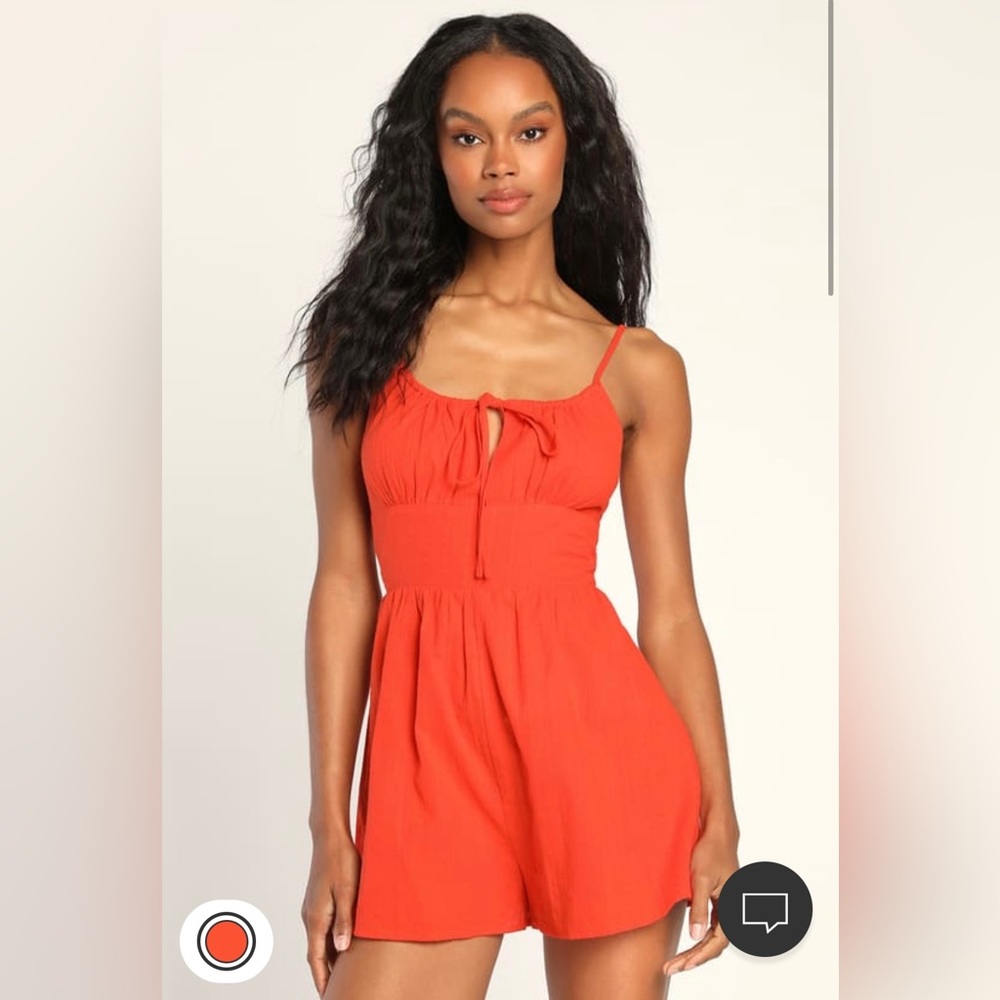 Forever Fun Orange Jacquard Backless Romper